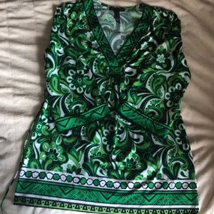 Green black and white INC tunic blouse